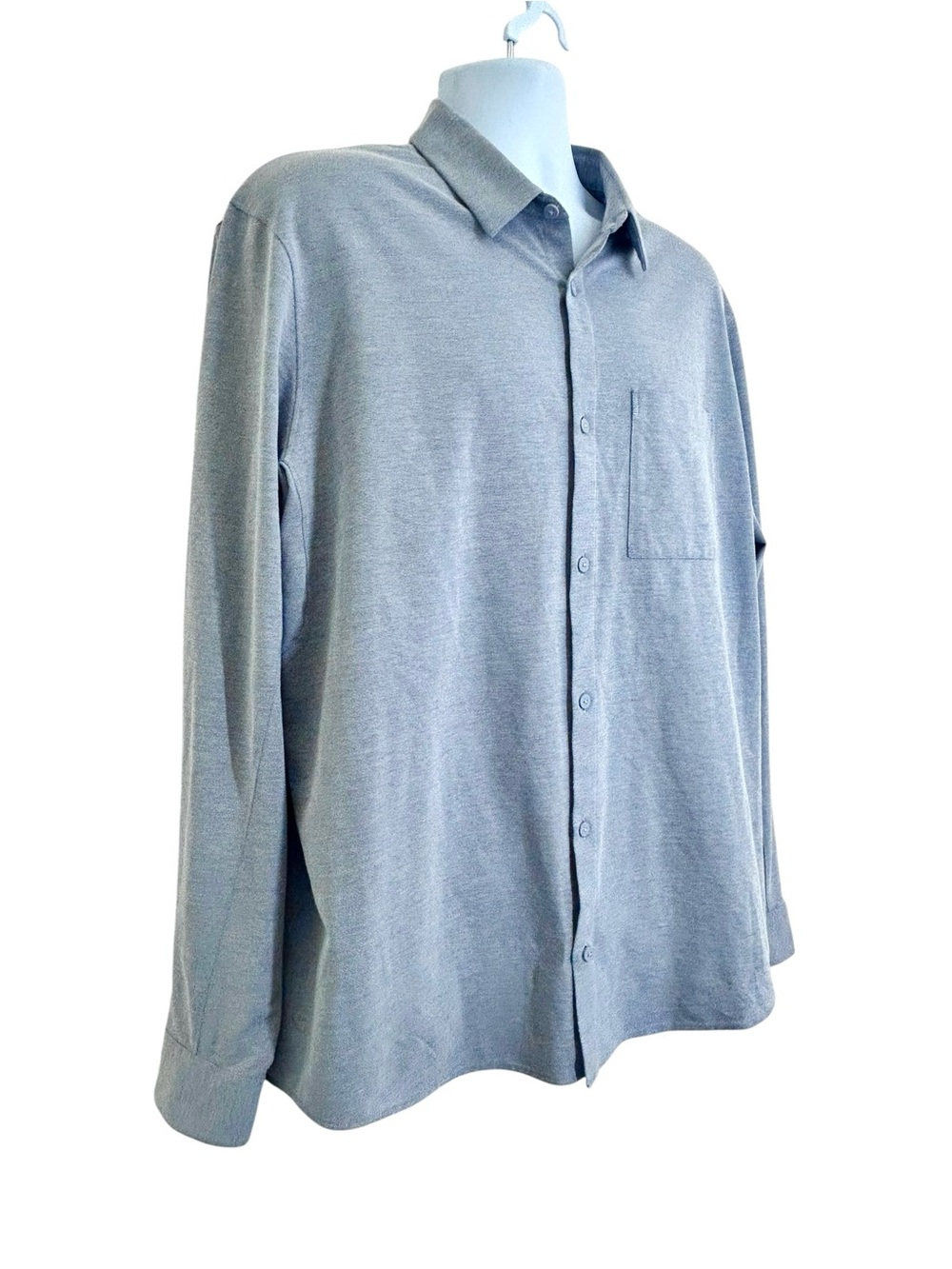 Lululemon Commission Long-Sleeve Shirt Mens XXL Pocket Light Blue Gray Button-Up - Picture 5 of 10